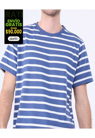 Camiseta Para Hombre Manga Corta Cuello Redondo Color Azul  Marca Ostu #60091590 Ostu