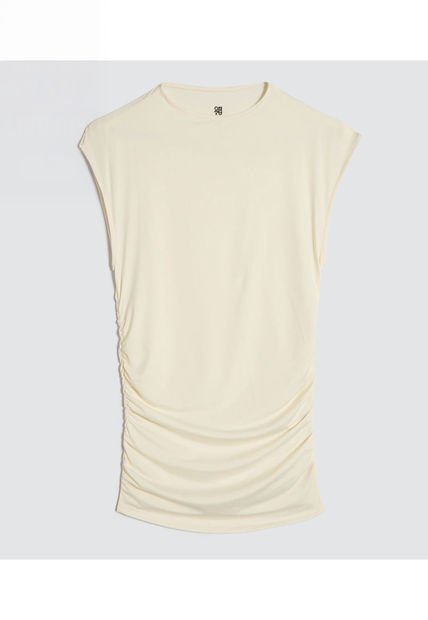Camiseta Para Mujer Manga Corta Color Crema Marca Ostu #40092296