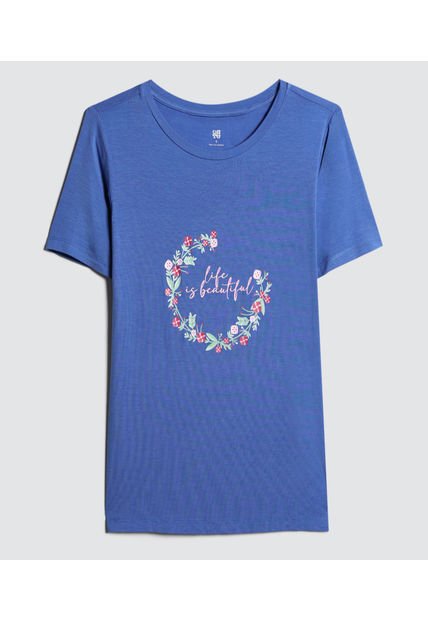 Camiseta Para Mujer Manga Corta Color Azul  Marca Ostu #40091955