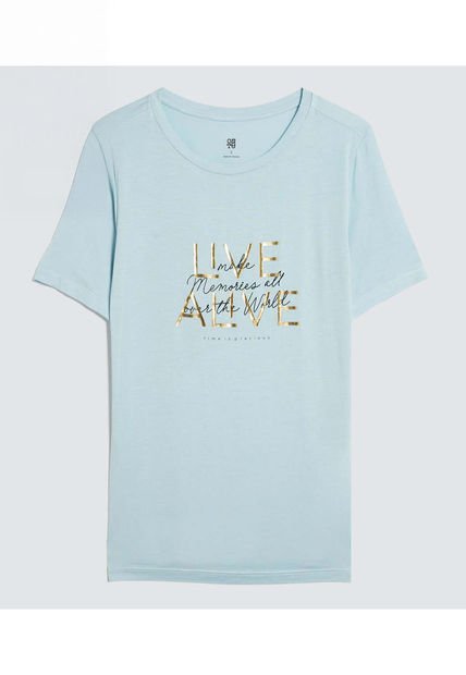 Camiseta Para Mujer Manga Corta Color Azul  Marca Ostu #40092285