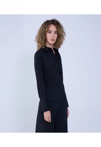 Camisa Para Mujer Manga Larga Color Negro Marca Ostu #40010278