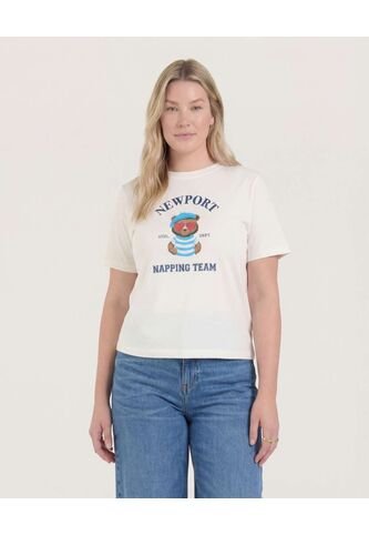 Camiseta  Para Mujer Manga Corta Cuello Redondo Color Crudo Marca Ostu #40092715 Ostu