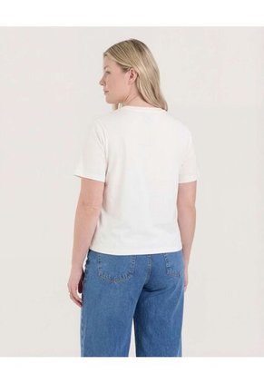 Camiseta  Para Mujer Manga Corta Cuello Redondo Color Crudo Marca Ostu #40092715