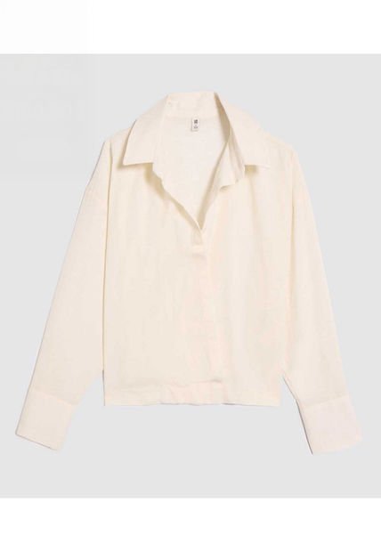 Camisa Para Mujer Manga Larga Color Marfil Marca Ostu #40010285