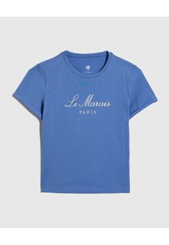 Camiseta Para Niña Manga Corta Color Azul  Marca Ostu #90090244 Ostu