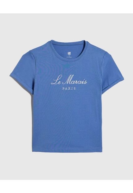 Camiseta Para Niña Manga Corta Color Azul  Marca Ostu #90090244