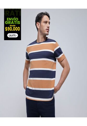 Camiseta Para Hombre Manga Corta Color Camel Marca Ostu #60091232 Ostu