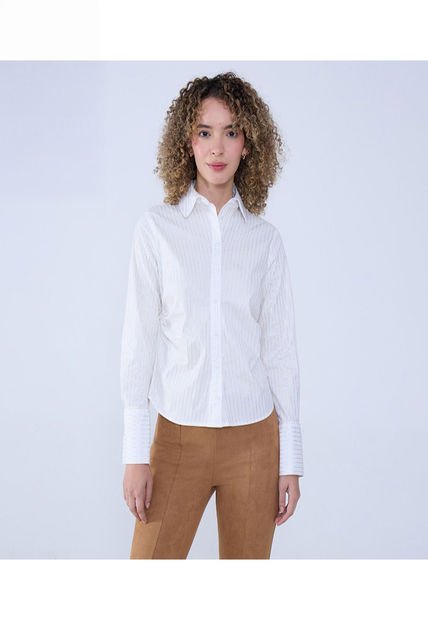 Camisa Para Mujer Manga Larga Color Crudo Marca Ostu #40010280