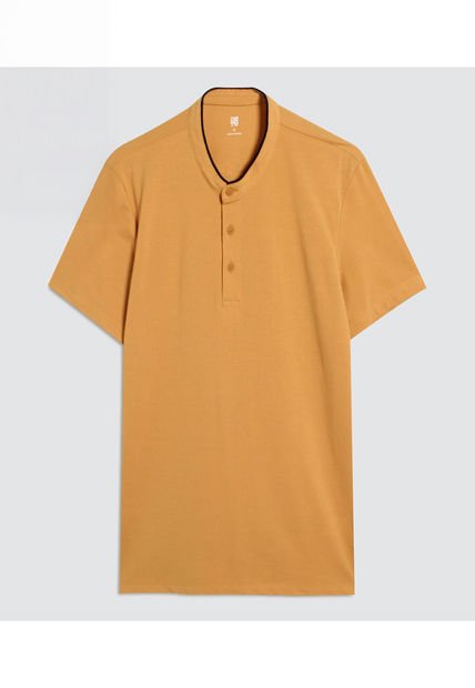 Polo Para Hombre Cuello Mao Sin Bolsillo Color Amarillo  Marca Ostu #60110647