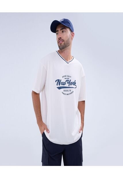 Camiseta Para Hombre Manga Corta Color Crema Marca Ostu #60091317