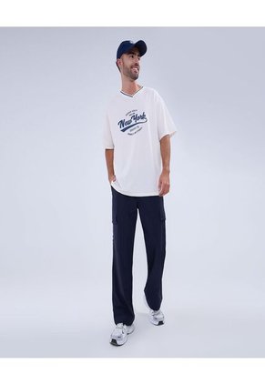 Camiseta Para Hombre Manga Corta Color Crema Marca Ostu #60091317