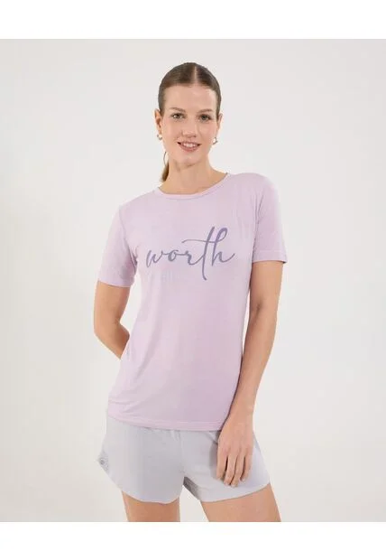 Camiseta Para Mujer Manga Corta Color Lila  Marca Ostu #40092284