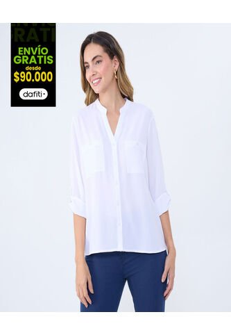 Blusa Para Mujer Manga 3/4 Color Blanco Marca Ostu #40121096 Ostu