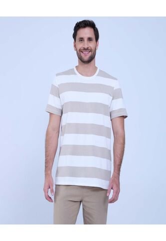 Camiseta Para Hombre Manga Corta Color Beige Marca Ostu #60091422 Ostu