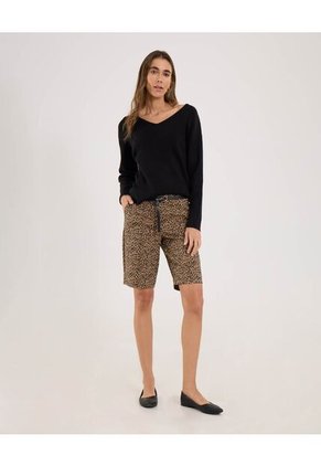 Bermuda Para Mujer Regular Corto Color Café Marca Ostu #40100098