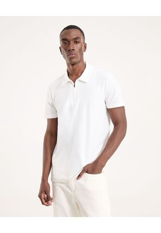 Polo Para Hombre Cuello Maquina Sin Bolsillo Color Crema Marca Ostu #60110846 Ostu