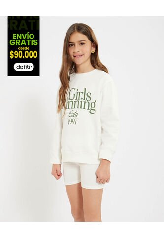 Buzo Para Niña Cuello Redondo Color Crema Marca Ostu #90060138 Ostu