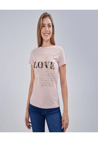 Camiseta Para Mujer Manga Corta Color Rosa Marca Ostu #40092106 Ostu