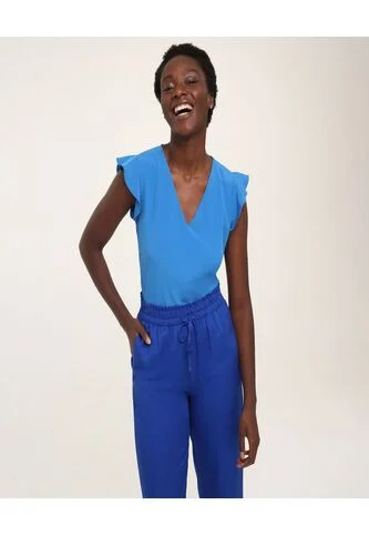 Blusa Mujer Ostu M/C Azul Poliéster 40120719-75168 Ostu