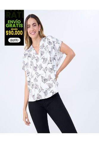 Blusa Para Mujer Manga Corta Color Crudo Marca Ostu #40121111 Ostu