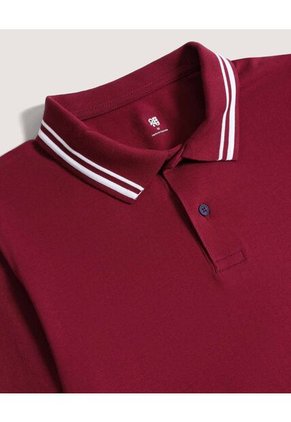 Polo  Para Hombre Cuello Tejido Sin Bolsillo Color Vino Marca Ostu #60110902
