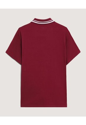 Polo  Para Hombre Cuello Tejido Sin Bolsillo Color Vino Marca Ostu #60110902