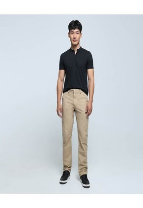 Polo Para Hombre Cuello Mao Sin Bolsillo Color Negro Marca Ostu #60110611