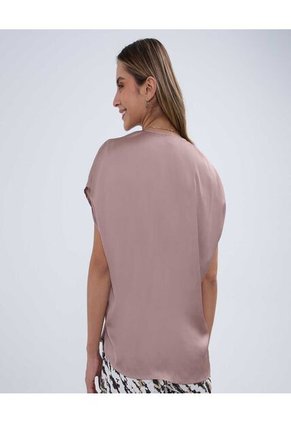 Blusa Para Mujer Manga Corta Color Café Marca Ostu #40121049