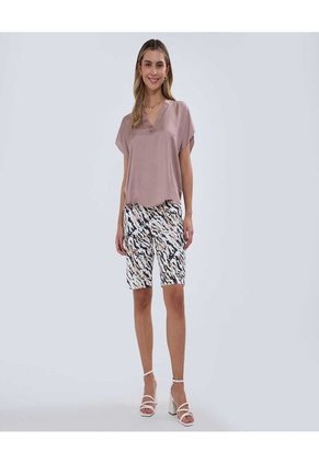 Blusa Para Mujer Manga Corta Color Café Marca Ostu #40121049