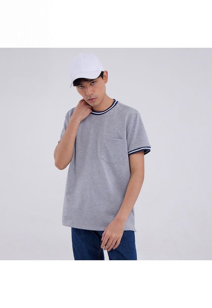 Camiseta Para Hombre Manga Corta Color Gris  Marca Ostu #60090902