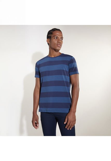 Camiseta Para Hombre Manga Corta Color Azul  Marca Ostu #60090800