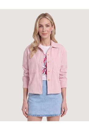 Chaqueta Sobrecamisa Pana Para Mujer Rosa Ostu