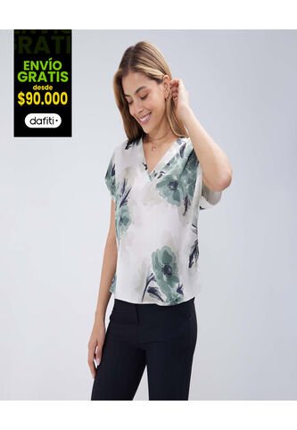 Blusa Para Mujer Manga Corta Color Verde  Marca Ostu #40121001 Ostu