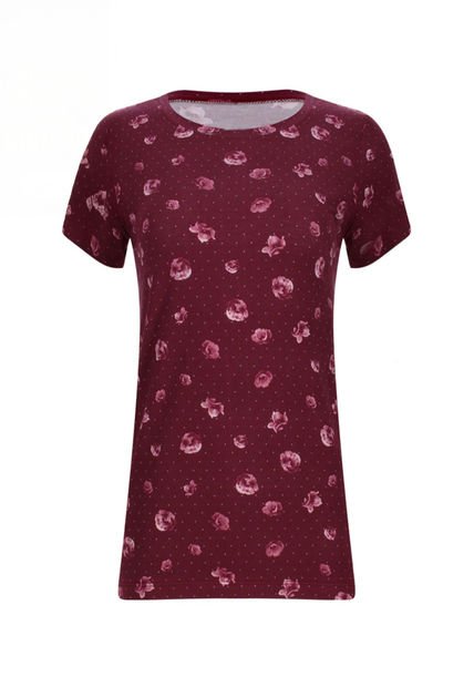 Camiseta Para Mujer Manga Corta Color Vino Marca Ostu #40090794