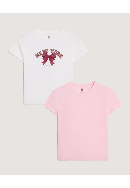 Camiseta Pack X2 Para Niña  Infantil Niña Negro Ostu