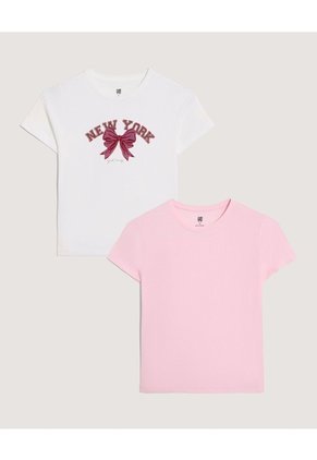 Camiseta Pack X2 Para Niña Infantil Niña Negro Ostu
