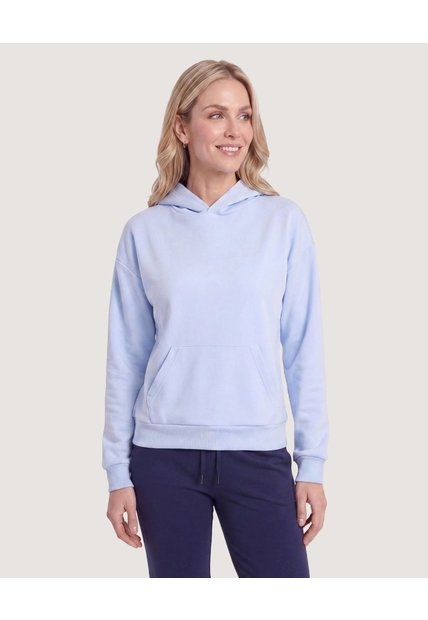 Hoodie Unicolor  Para Mujer Celeste Ostu