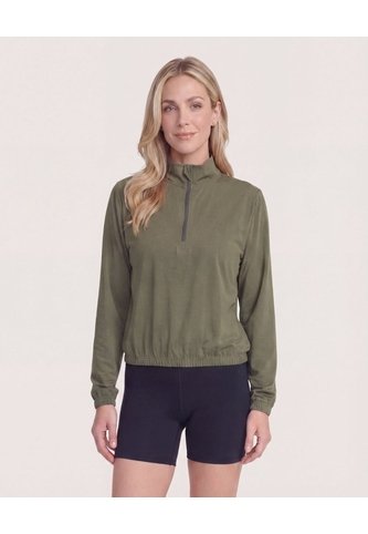 Buzo Half Zipper  Para Mujer Verde Ostu Ostu