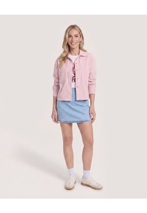 Chaqueta Sobrecamisa Pana Para Mujer Rosa Ostu
