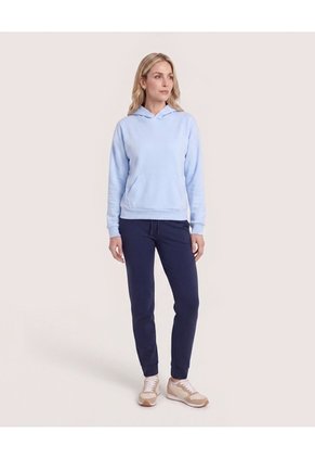 Hoodie Unicolor  Para Mujer Celeste Ostu