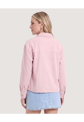 Chaqueta Sobrecamisa Pana Para Mujer Rosa Ostu