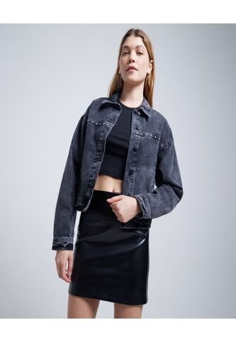 Chaqueta Para Mujer Trucker Color Negro Marca Ostu #40080211 Ostu