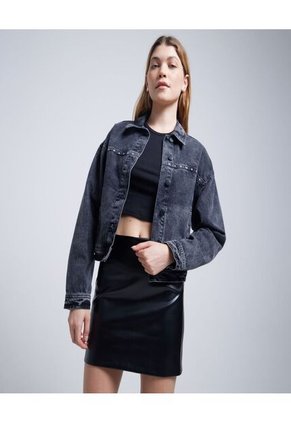 Chaqueta Para Mujer Trucker Color Negro Marca Ostu #40080211