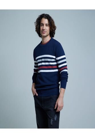 Saco Para Hombre Cuello Redondo Color Azul  Marca Ostu #60330035 Ostu