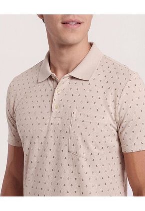 Polo Para Hombre Cuello Tejido Con Bolsillo Color Beige Marca Ostu #60110872