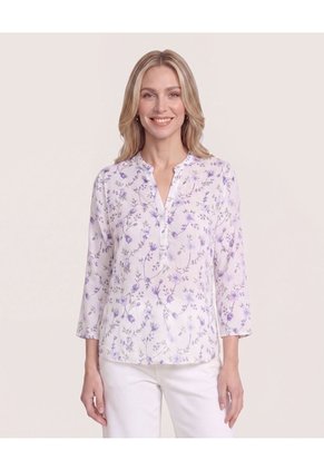 Blusa Basica Manga ¾ Para Mujer Lila Ostu