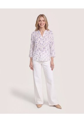 Blusa Basica Manga ¾ Para Mujer Lila Ostu