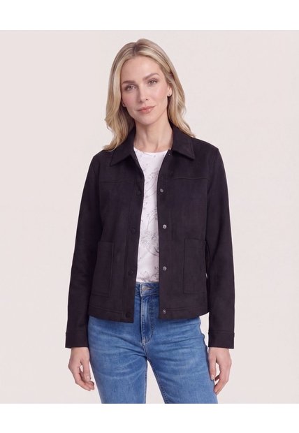 Chaqueta Con Bolsillos  Para Mujer Negro Ostu