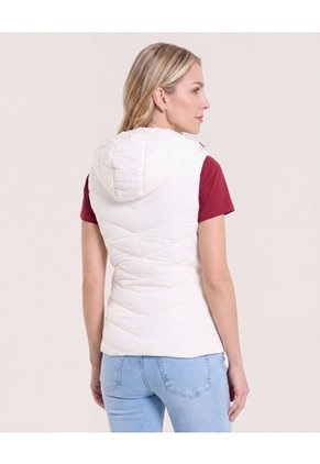 Chaleco Acolchado Unicolor  Para Mujer Blanco Ostu