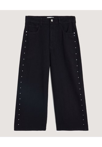 Jean Culotte Con Taches  Para Mujer Negro Ostu Ostu